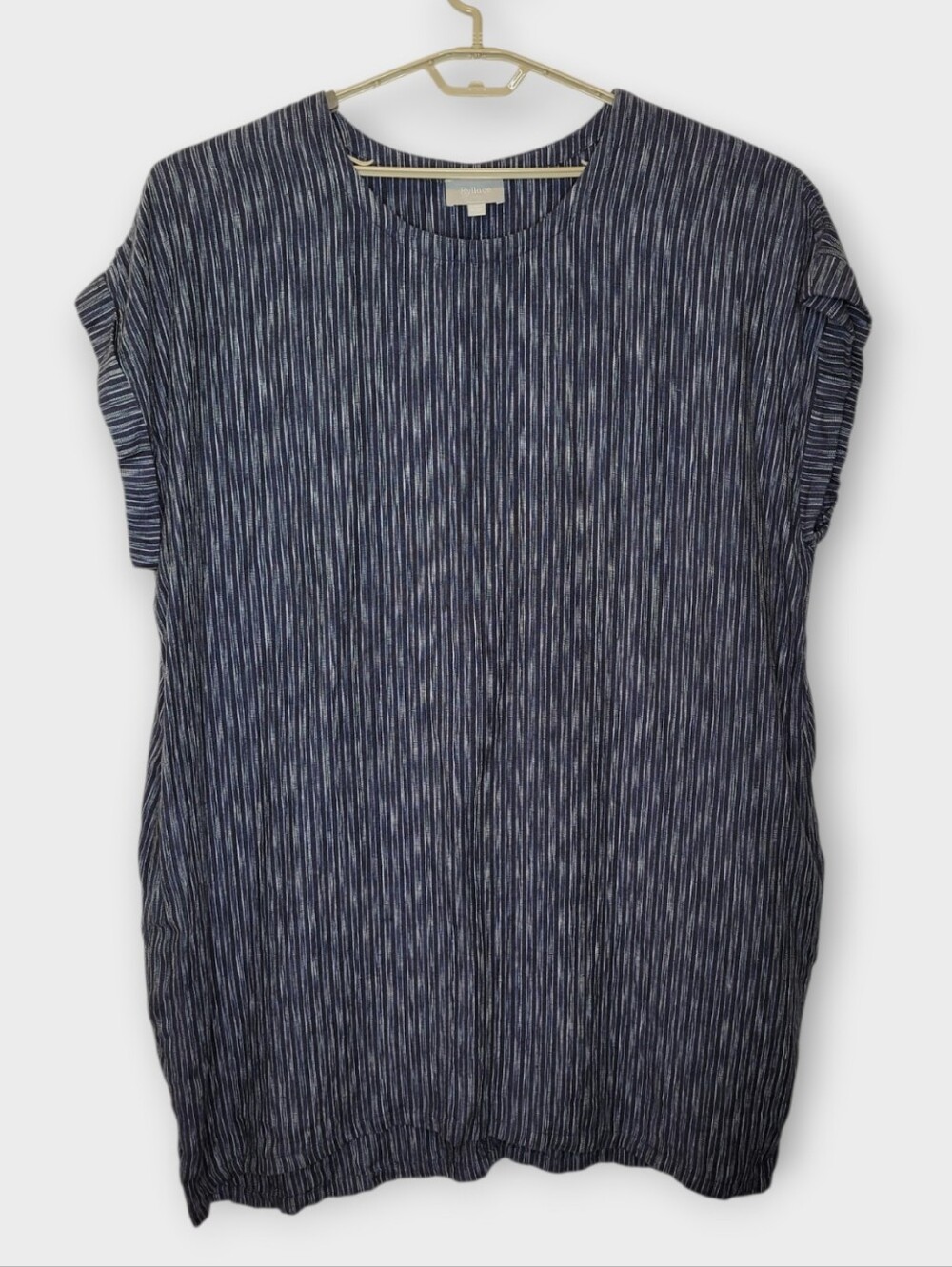 Ryllace Linen Shift Dress 3X Navy Striped  Lagenlook